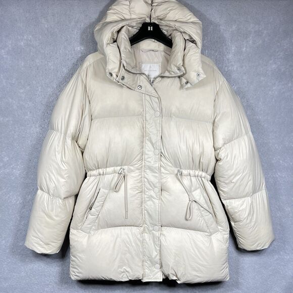 ABERCROMBIE & FITCH Air Cloud Hooded Puffer Parka Jacket Cream Small $240. - Picture 1 of 13
